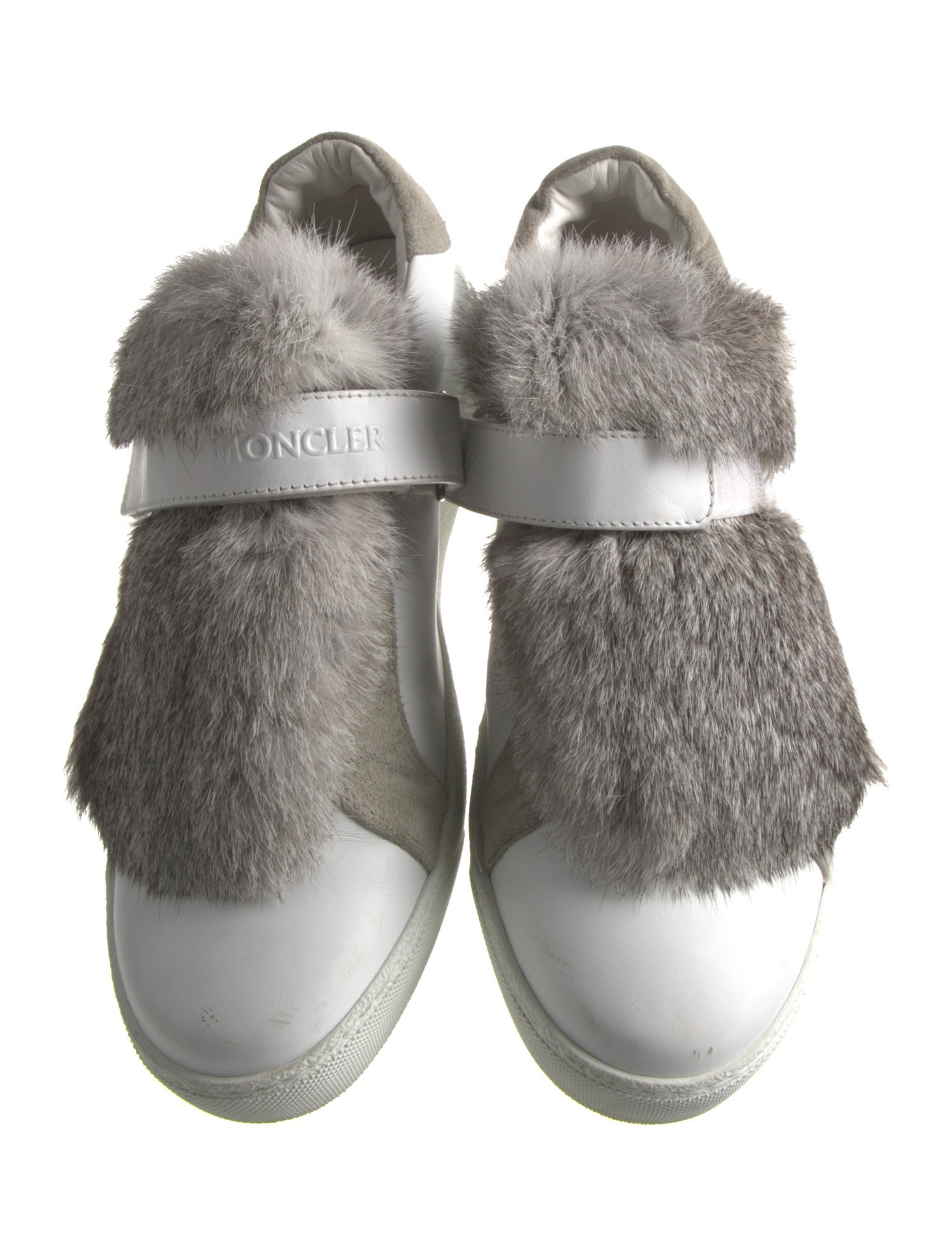 Moncler Leather Fur Trim Sneakers